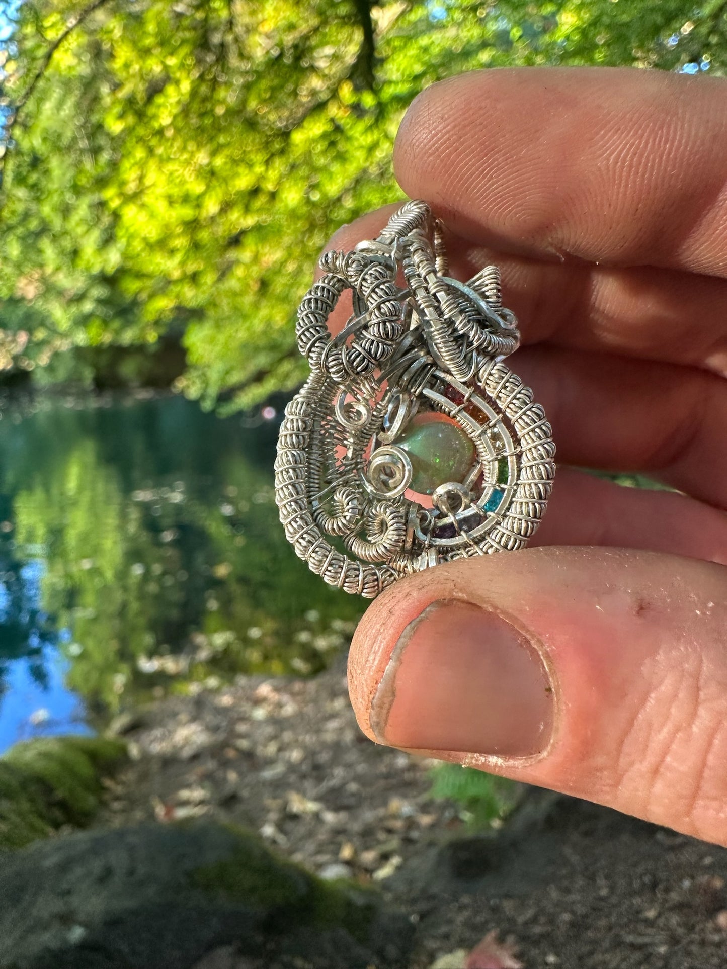 Sterling Silver Opal Pendant.